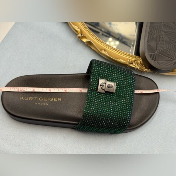 🆕 KURT GEIGER LONDON 🧿 NWOB Brixton Poolslide, Blue Green Crystals - Sz 37 US7 - Picture 15 of 15
